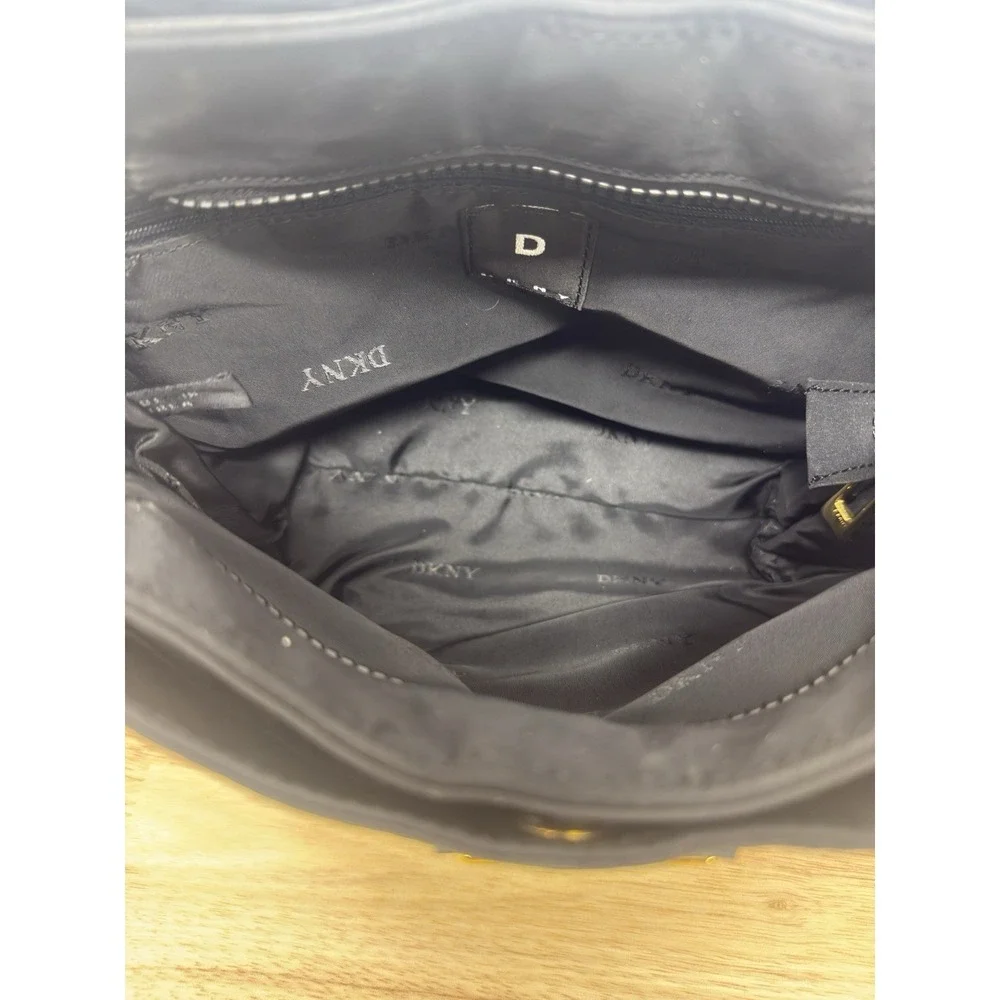 Vintage DKNY Black Zippered Y2K‎ Nylon Tote Purse Bag Double Handles #49